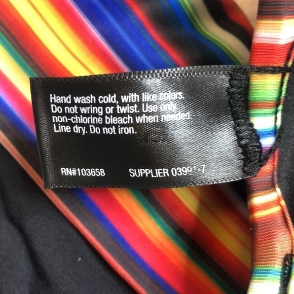 A.N.A - A NEW APPROACH Black & Multicolor Striped Push-Up Bikini Set -Size Small - Picture 5 of 8